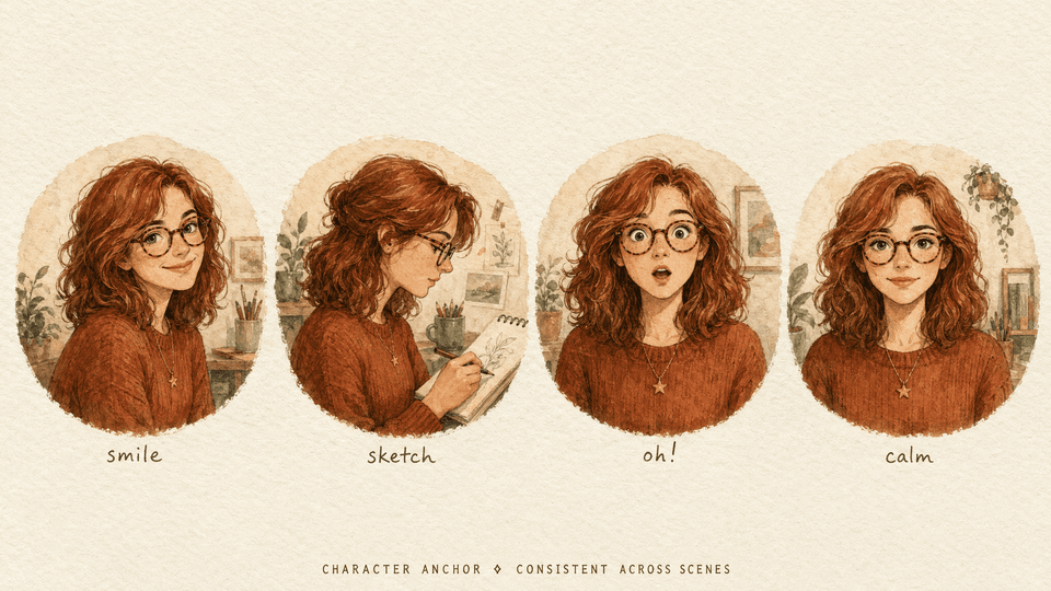 Muse Image multi-reference composition — consistent character across multiple scenes.